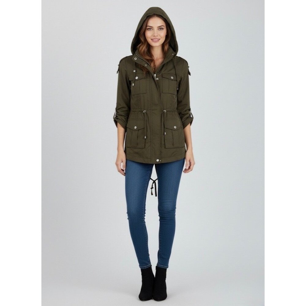 BCBGeneration Utility Military Anorak Parka Jacket Olive Green Gorpcore Armycore - Picture 16 of 16